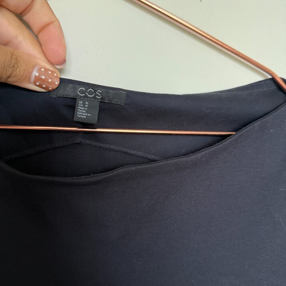 COS Women Minimalist Top Medium Navy Structured Classic Old Money Preppy Capsule - Picture 4 of 6